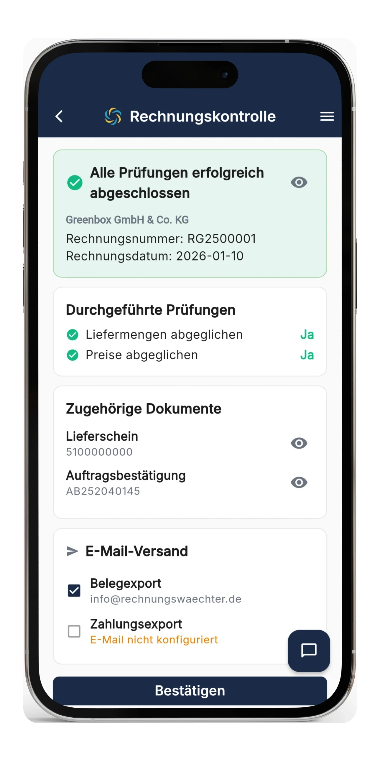 RechnungsWächter App-Screenshot mit Reklamationen nach Lieferanten und Wiedervorlagen